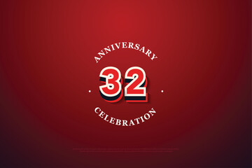 Wall Mural - 32 anniversary with number illustration.