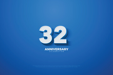 Wall Mural - 32 anniversary with number illustration.