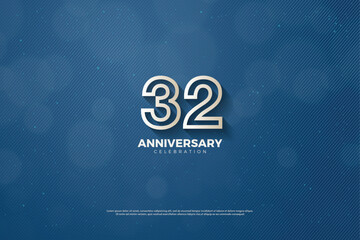 Wall Mural - 32 anniversary with number illustration.