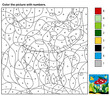 Amanita mushroom vector coloring for children in black lines. Each number represent a color.