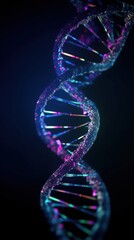 Wall Mural - dna helix on a dark background. 3d illustration. generative ai