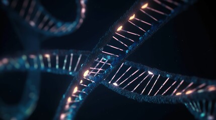 Wall Mural - dna helix on a dark background. 3d illustration. generative ai