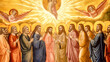 Pfingsten Empfang des Heiligen Geistes Spirit Glaube Segnung Illustration Grafik Malerei Digital Art Generative AI Hintergrund Cover Wandbild Background