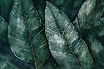 Wall Mural - watercolor botanical image of tropical leaves. Generative AI