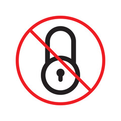 Wall Mural - Forbidden lock vector icon. Warning, caution, attention, restriction, label. Private lock icon. Locker vector icon. Lock flat sign design. EPS 10 pictogram symbol. No padlock icon