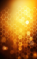 Fototapete - Beautiful golden hexagonal honeycomb background. Digital art.