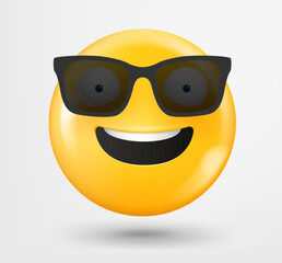 Poster - Boss emoji 3d vector. Emoticon isolated on white background 