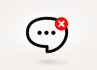 Aufkleber - Speech bubble minimal pictogram with ban mark. 3d vector icon