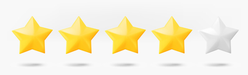 Aufkleber - Four stars rating concept. 3d vector isolated on white background