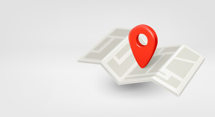 Aufkleber - Location pointer on paper map. 3d vector banner with copy space