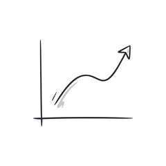 Poster - Growth statistics graphic doodle. Statistics chart arrow hand drawn sketch style icon. Financial chart comic doodle drawn concept. Vector illustration.