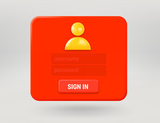 Aufkleber - Pop up window with sign in button. 3d vector illustration