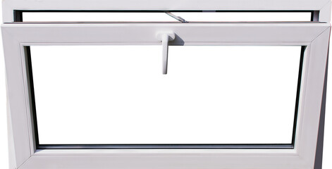 A small transom window made of plastic with a handle and accessories