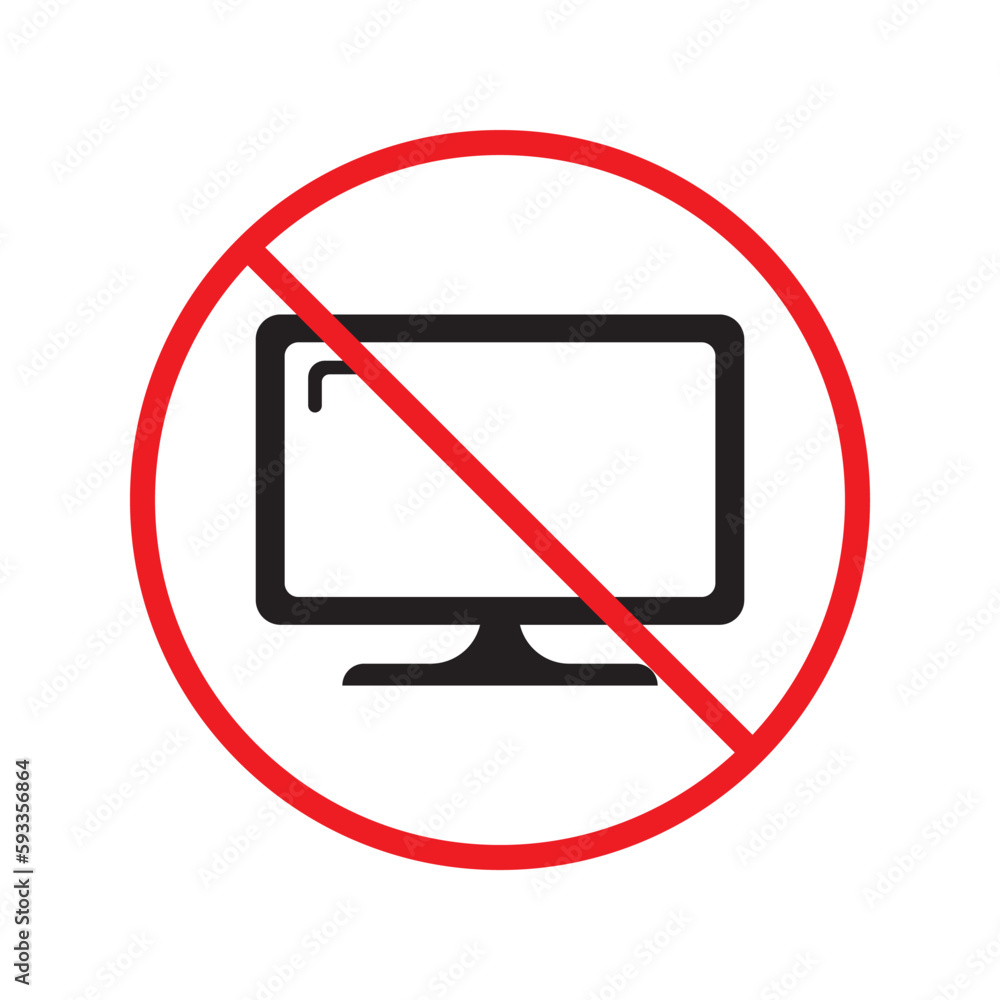 Avoid Screen Icon Forbidden TV Prohibited Warning, caution, attention, restriction label ...