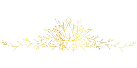 lotus flower line art style with gold color, vesak day vector