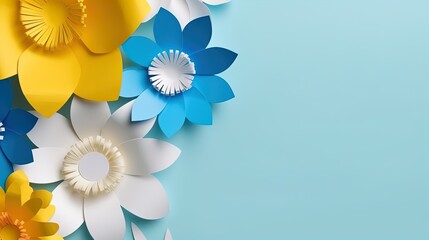 Wall Mural - Paper art flowers on isolated background