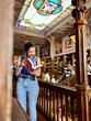 © Ivi - Powerlightss - Beautiful girl reading a book in the library, Girl in the library reading a book while walking