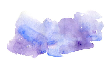 Wall Mural - Light blue and purple expressive wet watercolor textured stain isolated on white background. Modern creative gradient watercolour shape for decoration, texture, abstract water or cloud concept