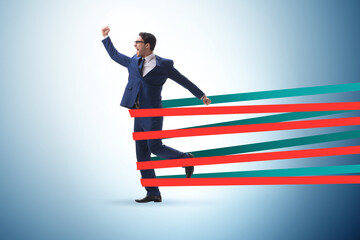 Wall Mural - Businessman being harnessed and restricted