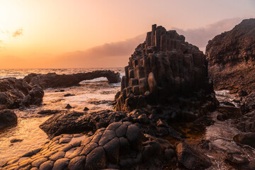 Wall Mural - El Hierro Island. Canary Islands, landscape of volcanic rocks in the natural pool of Charco Azul at sunset