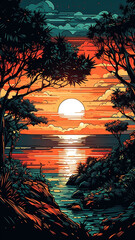 Wall Mural - sunset over the sea