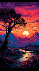 Wall Mural - sunset over the sea