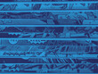 Vintage comic book collection stacked in a pile creates background pattern with blue monotone color effect