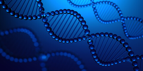 Wall Mural - blue dna structure science research biology and medical concept. 3d render