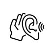 Black line icon for hearing 