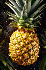 Wall Mural - Fresh pineapple background, ai