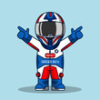© sandi - Cute racer with helmet and hand gun gesture