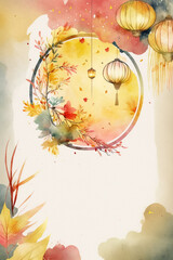 Poster - Mid-Autumn Festival watercolor abstract background for busines,Generative AI