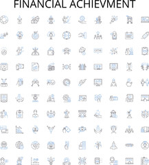  Financial achievment outline icons collection. Wealth, Prosperity, Profit, Savings, Investment, Capital, Value vector illustration set. Income, Assets, Returns linear signs