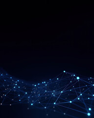 Abstract connected dots and lines. Concept of AI technology, Communication and technology network concept with moving lines and dots. 3D rendering