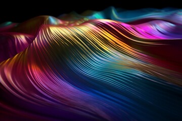 Wall Mural - a chromatic color wave, metallic with colorful vibrant hues, photorealistic wallpaper. generative ai