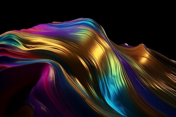 Wall Mural - a chromatic color wave, metallic with colorful vibrant hues, photorealistic wallpaper. generative ai
