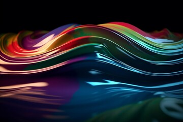 Wall Mural - a chromatic color wave, metallic with colorful vibrant hues, photorealistic wallpaper. generative ai
