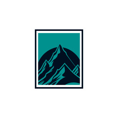 Poster - Modern blue mountain logo illustration design