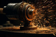 a machine grinding metal sparks flying. generative AI