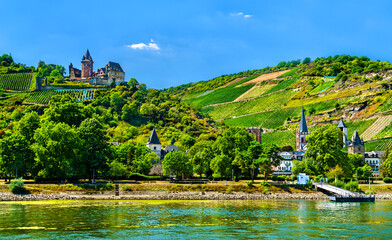 Sticker - Stahleck Castle above the Rhine in Bacharach, UNESCO world heritage in Germany