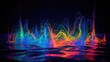 © AIPERA - neon fire and smoke on the water, glowing effect for music videos and vj background, festival background with heavy glow