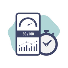 Wall Mural - optimize website performance with core web vitals - vector icon depicting growing chart, indicator, 
