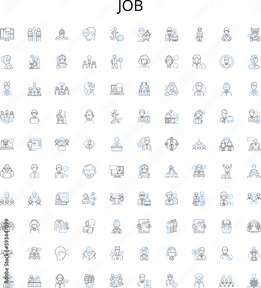 Job outline icons collection. work, job, employment, occupation, task, labor, hiring vector illustration set. position, assignment, contract linear signs