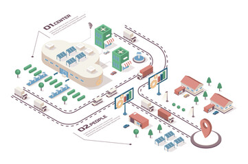 Wall Mural - Cloud data center concept 3d isometric web infographic workflow process. Infrastructure map with database system, computing and storage technology. Vector illustration in isometry graphic design