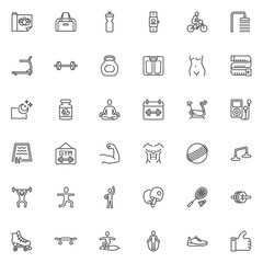 Poster - Sports equipment line icons set