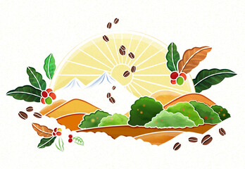 Coffee farm landscape background