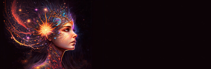 Wall Mural - third eye chakra interconnected to the spiritual universe, source of love full of energy and gratitu