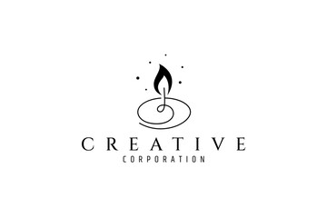 Wall Mural - candle logo with continuous lines design