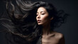 © Алина Бузунова - Beauty black hair woman for hair care product. Generative AI