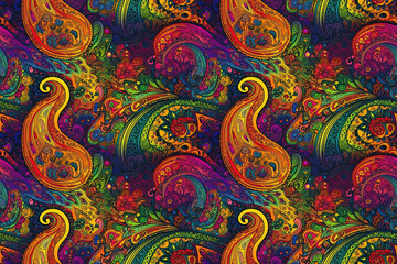 Wall Mural - bright seamless oriental indian paisley ornament. oriental traditional pattern. generative ai illust